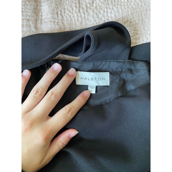 HALSTON Andie Black Crossover Neck Cocktail Dress Size 4 - Picture 7 of 7